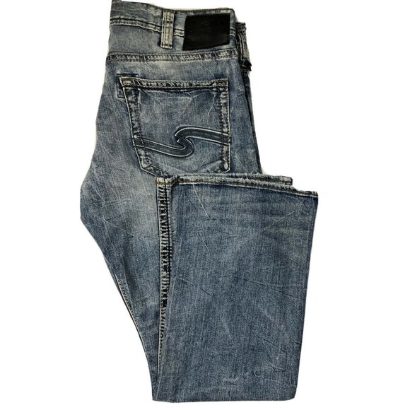 Silver Jeans Zac Mens 36x32 Blue Denim 